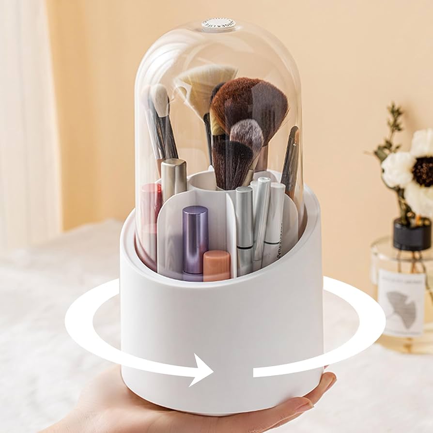 Rameshtha Makeup Organizer Holder, Makeup Brushes with Lid, Organizer and Storage Organizer and Storage 360° Rotating Stacking Storage Multifunctional Desk Pen Holder image 2