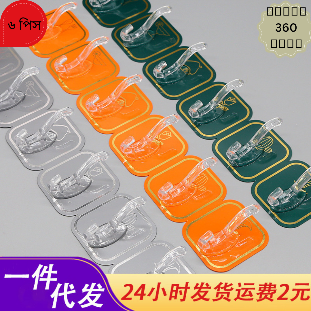 6pcs Clear and Strong Self-Adhesive Hooks: Transparent Waterproof Sticky Hooks for Walls and Doors Tapestries & Hangings image 2