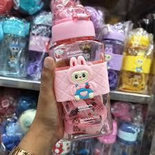quare-shaped kids' water bottle with a cute bunny character design 600ml image 2