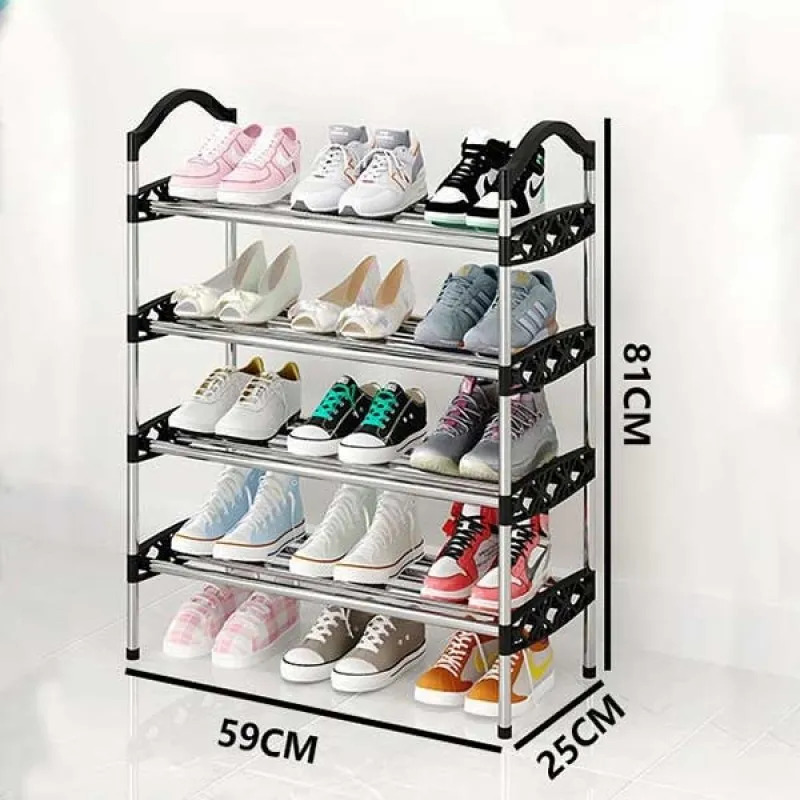 Stainless Steel Foldable 4 Layers Open Shoe Rack