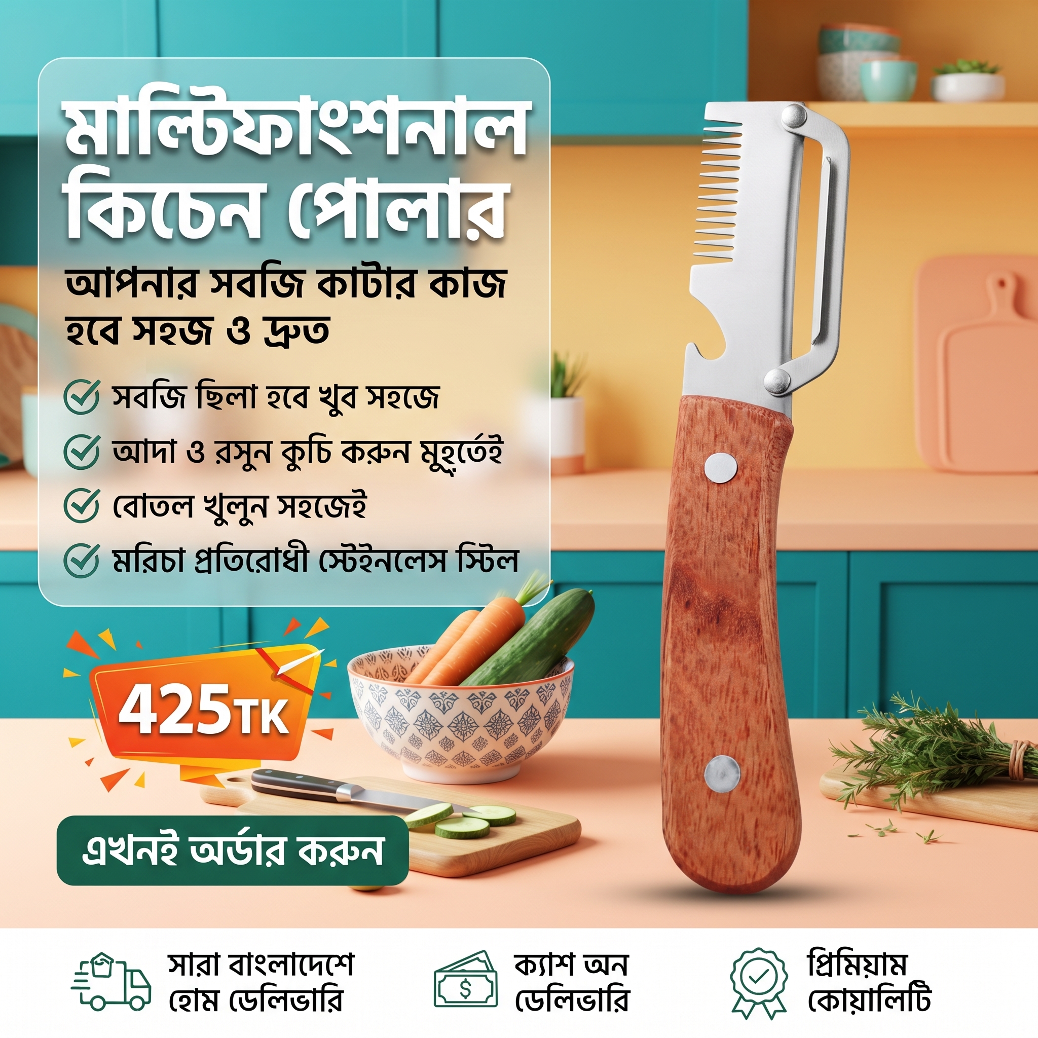 মাল্টিফাংশনাল কিচেন পোলার ও ভেজিটেবল কাটার